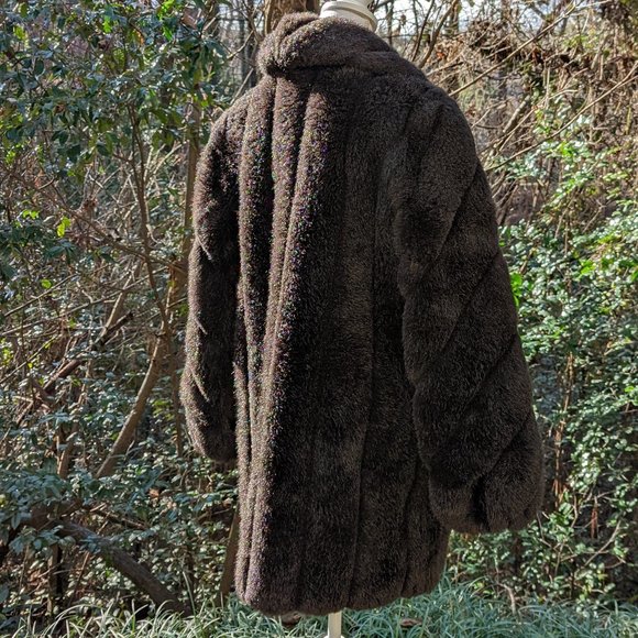 MONTEREY Faux Fur Coat Stroller Length in Plush Black Size Small - Picture 15 of 15